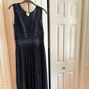 Maxi Navy Embroidered Dress